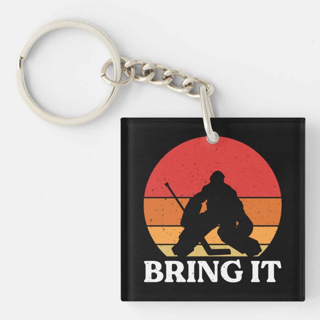 Ice Hockey Goalie Bring It Key Ring (Front)