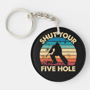 Ice Hockey Goalie Funny Shut Your Five Hole Retro Key Ring