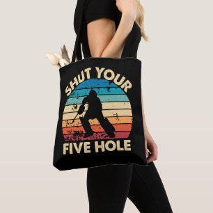 Ice Hockey Goalie Funny Shut Your Five Hole Retro Tote Bag
