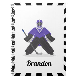 Ice Hockey Goalie Goalkeeper Player Purple Kids Notebook