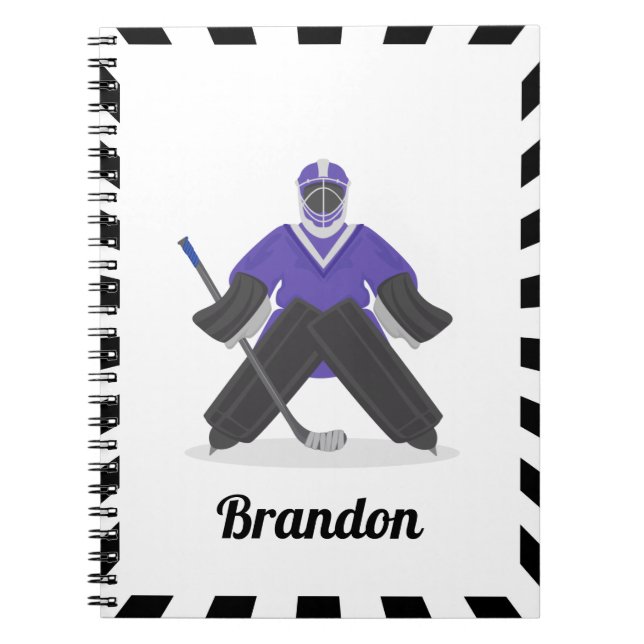 Ice Hockey Goalie Goalkeeper Player Purple Kids  Notebook (Front)