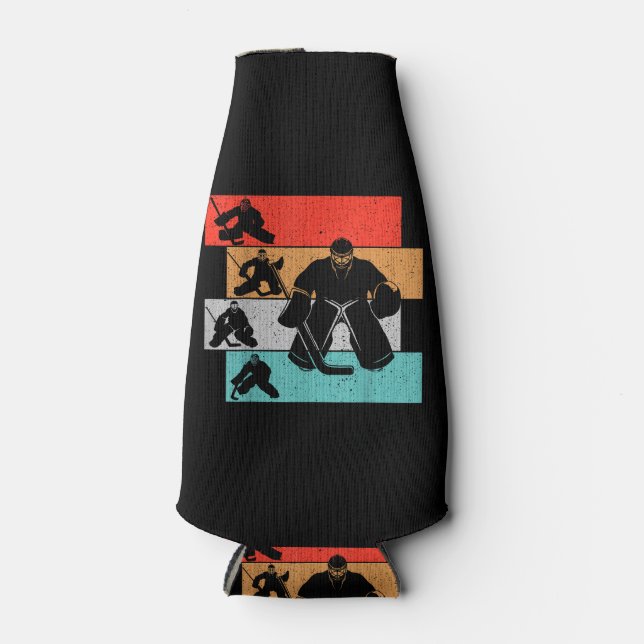 Ice Hockey Goalie Hockey Player Bottle Cooler (Front)