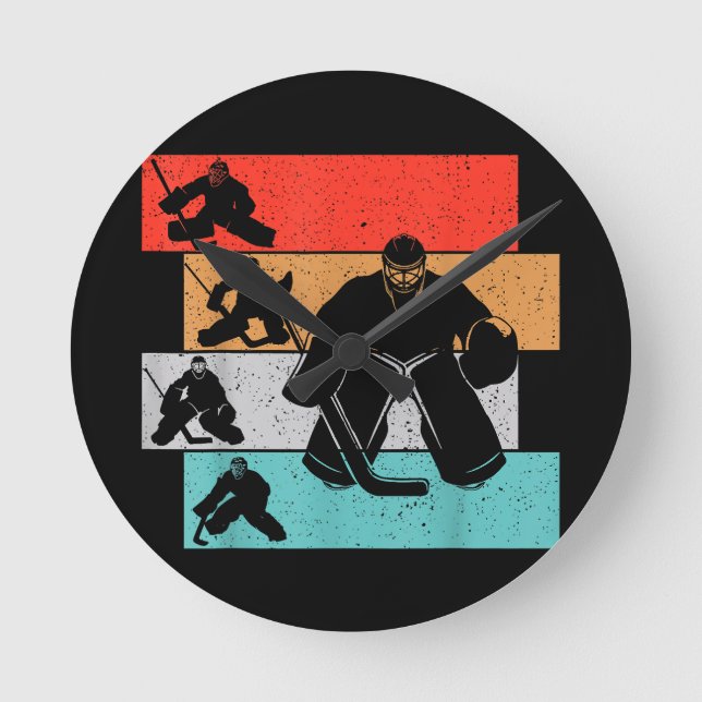 Ice Hockey Goalie Hockey Player Round Clock (Front)