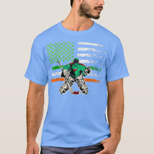 Ice Hockey Goalie Irish American Flag St Patricks T-Shirt