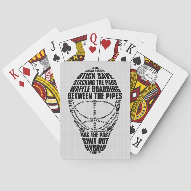 Ice Hockey Goalie Mask Word Art Playing Cards (Back)