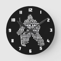Ice Hockey Goalie Text Art Round Clock