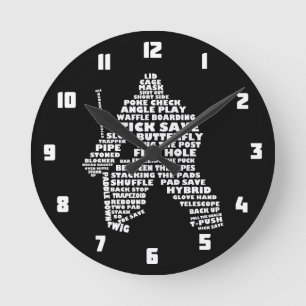 Ice Hockey Goalie Text Art Round Clock