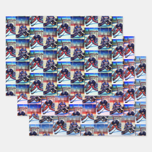 Ice Hockey Goalie Theme  Wrapping Paper Sheet