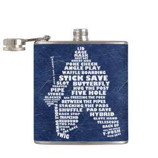 Ice Hockey Goalie Typography Hip Flask