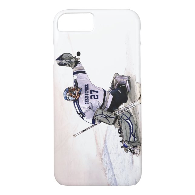 Ice Hockey Goalkeeper With Your Name Drawing Case-Mate iPhone Case (Back)