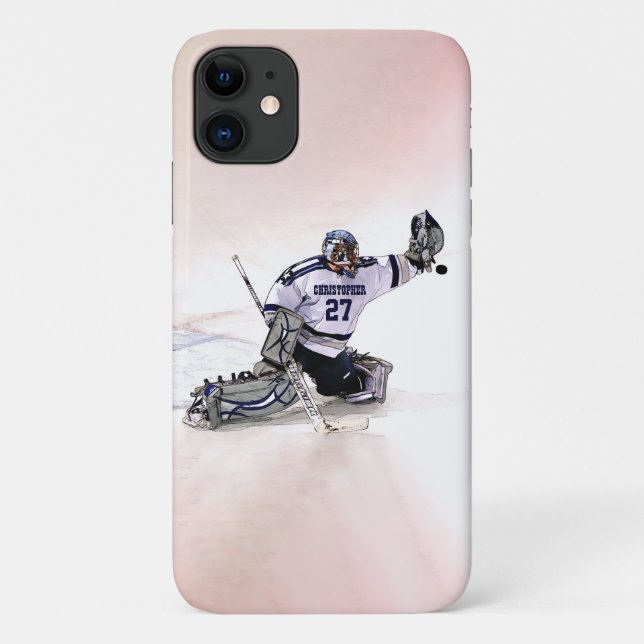 Ice Hockey Goalkeeper With Your Name Drawing Case-Mate iPhone Case (Back)