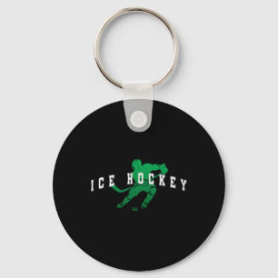 Ice Hockey Green Team Player Varsity Text Key Ring