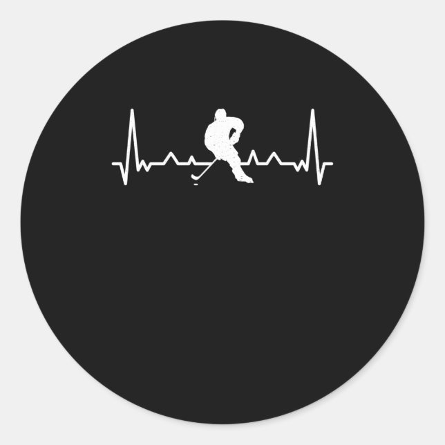Ice hockey heartbeat field hockey pulse classic round sticker (Front)