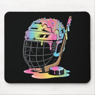 Ice Hockey Helmet Stick Puck Hockey Drip Boys Yout Mouse Mat