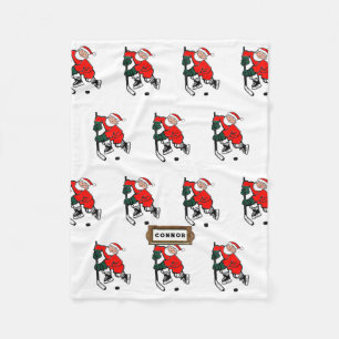 Ice Hockey Holiday Gift Fleece Blanket