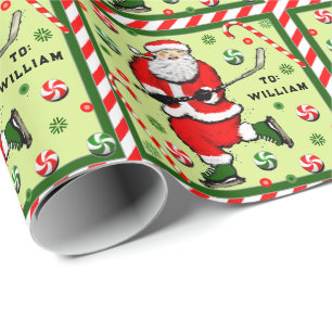 Ice Hockey Holiday Gift Wrapping Paper