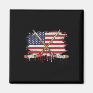 Ice Hockey Ice Cream Drip Boys American Flag Youth Magnet