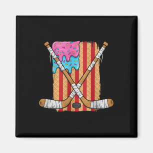 Ice Hockey Ice Cream Drip Boys American Flag Youth Magnet
