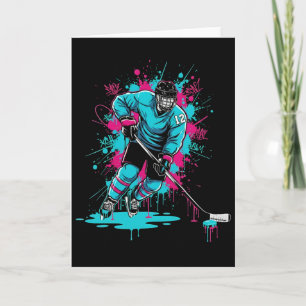 Ice Hockey Ice Cream Drip Number 12 12th Birthday  Card