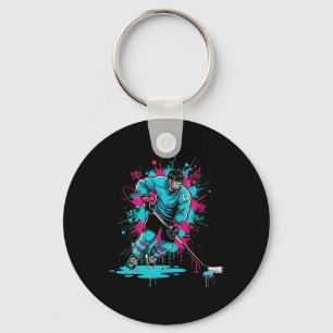 Ice Hockey Ice Cream Drip Number 12 12th Birthday Key Ring
