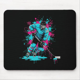 Ice Hockey Ice Cream Drip Number 12 12th Birthday Mouse Mat