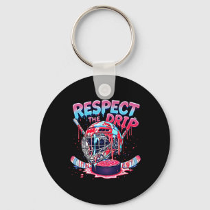 Ice Hockey Ice Cream Drip With Sprinkles Game Day Key Ring