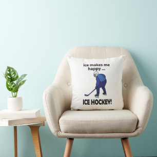Ice Hockey Ice Makes Me Happy Ice Hockey Cushion