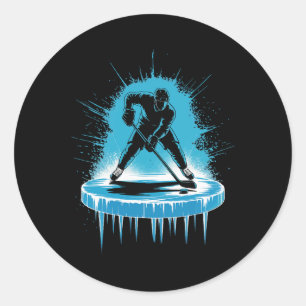 Ice Hockey Illustration Graphic (1) Classic Round Sticker
