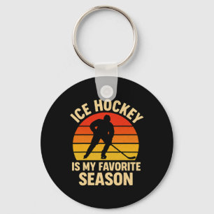 Ice Hockey Is My Favorite Season Retro Vintage Hoc Key Ring