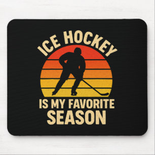 Ice Hockey Is My Favorite Season Retro Vintage Hoc Mouse Mat