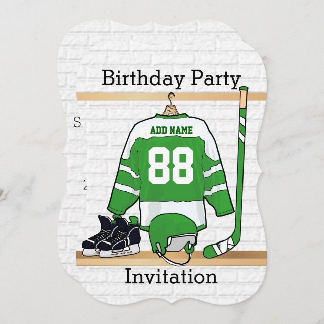 Ice Hockey Jersey Birthday party invitations (Front/Back)
