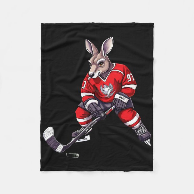 Ice Hockey Kangaroo  Fleece Blanket (Front)
