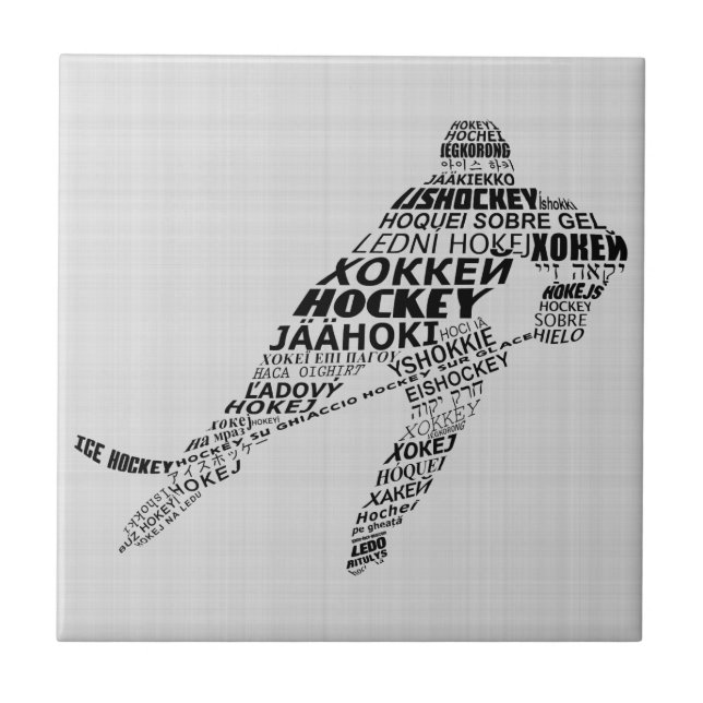Ice Hockey Languages Text Art Tile (Front)