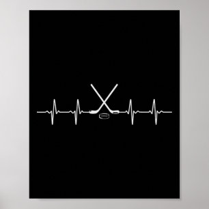 Ice Hockey Life Pulse Heartbeat With Sticks And Pu Poster