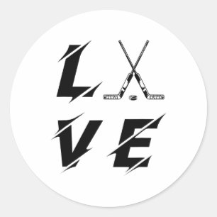 Ice Hockey Love Sticks Funny Ice Hockey Player Gif Classic Round Sticker