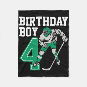 Ice Hockey Lovers Kids 4th Hockey Birthday Boy Pla Fleece Blanket