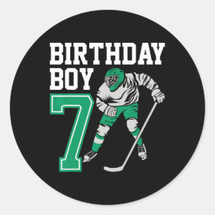 Ice Hockey Lovers Kids 7th Hockey Birthday Boy Pla Classic Round Sticker