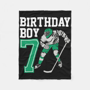 Ice Hockey Lovers Kids 7th Hockey Birthday Boy Pla Fleece Blanket