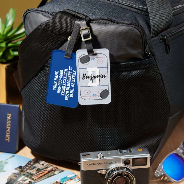 Ice Hockey Luggage Tag (Front & Back)