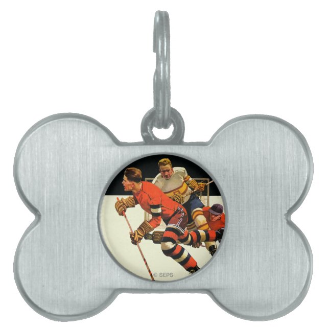 Ice Hockey Match Pet Name Tag (Front)
