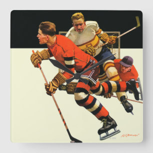 Ice Hockey Match Square Wall Clock