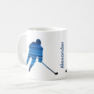 Ice Hockey mug player silhouette blue