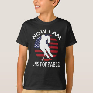 Ice Hockey Now I Am Unstoppable US Flag T-Shirt