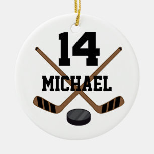 Ice Hockey Number 14 Personalized Ornament