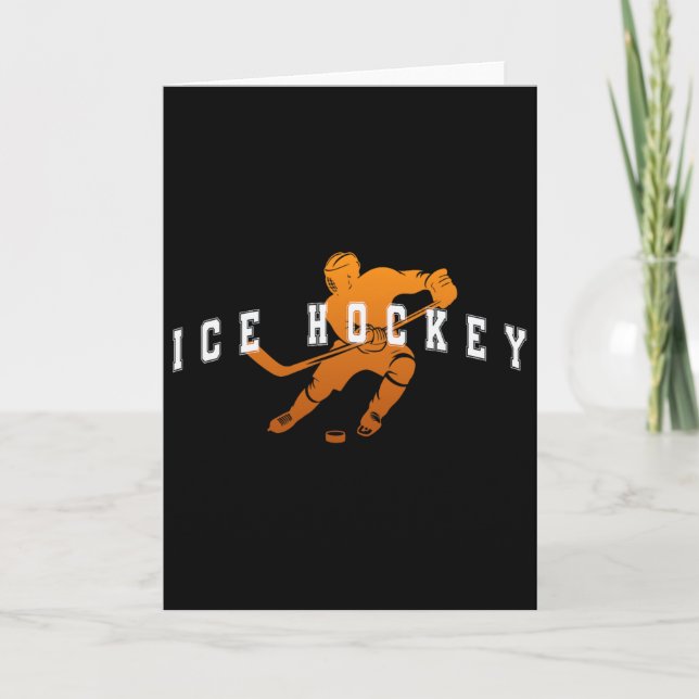 Ice Hockey Orange Team Player Varsity Text  Card (Front)