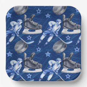 Ice Hockey Paper Plates, Winter Sports Birthday Plate