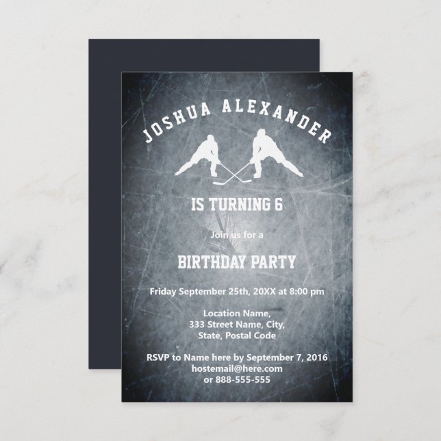 Ice Hockey Party Invitation (Front/Back)