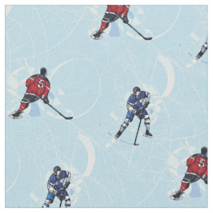 Ice hockey pattern blue fabric