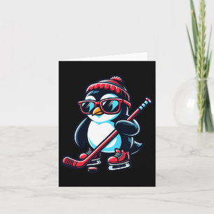 Ice Hockey Penguin Funny And Cute For Winter Sport Card