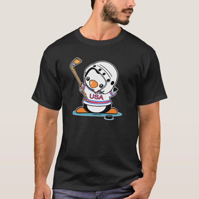 Ice Hockey Penguin T-Shirt (Front)
